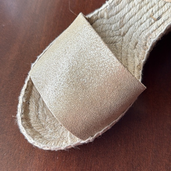 JCrew Corsica espadrilles wedges. Gold shimmer metallic leather/suede - Picture 10 of 11